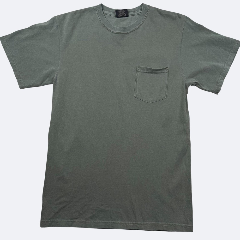 Stussy Shirt Mens S Green Crew Neck Pocket Tee Short Sleeve Casual‎ Streetwear